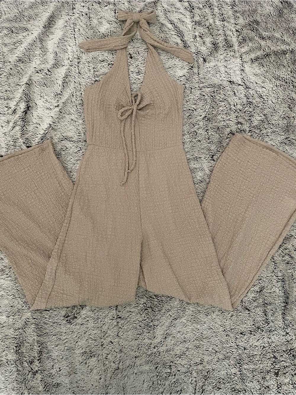 Women’s Halter Wide-Leg Jumpsuit in Taupe